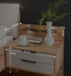 New Wohnen Doppelbett Set mit Nachtkommoden - Krofun (dreiteilig)