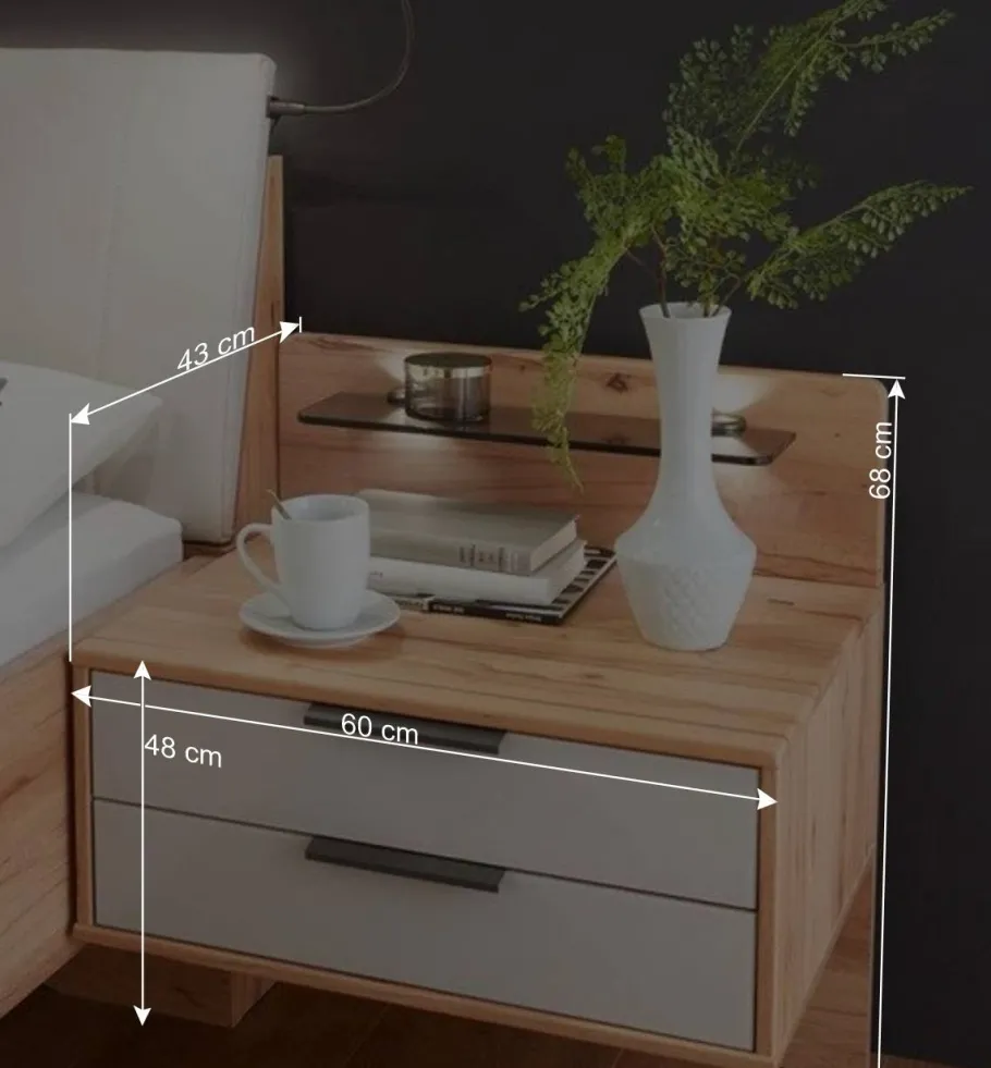 New Wohnen Doppelbett Set mit Nachtkommoden - Krofun (dreiteilig)