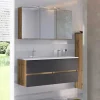 New Wohnen Doppel-Waschtisch & LED Spiegelschrank - Athrin (zweiteilig)