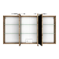 New Wohnen Doppel-Waschtisch & LED Spiegelschrank - Athrin (zweiteilig)