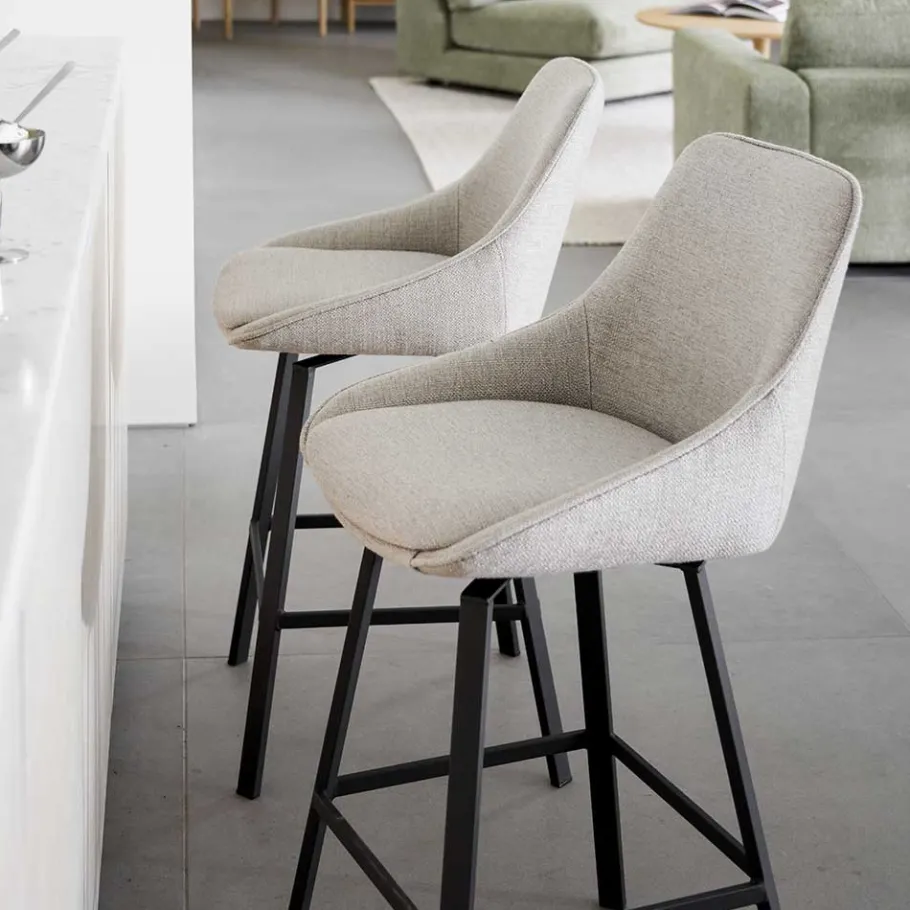 Outlet Wohnen Drehbare Barstühle in Beige - Taja (2er Set)