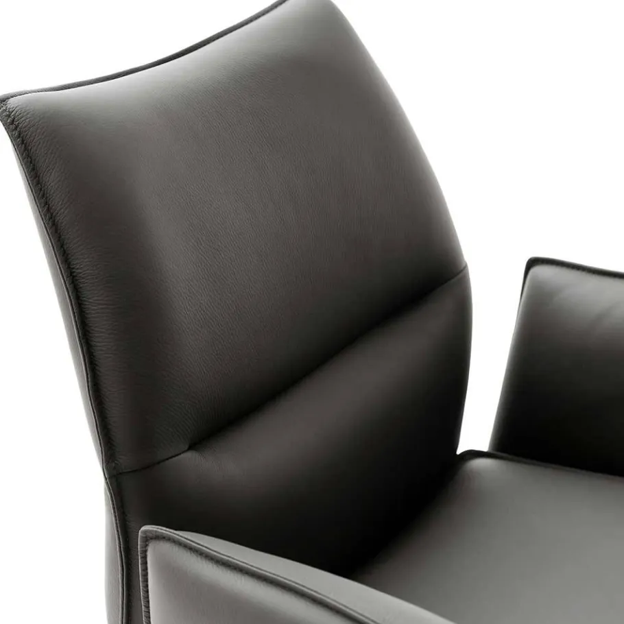 Online Wohnen Drehbare Tischsessel aus Echtleder - Cascaya (2er Set)