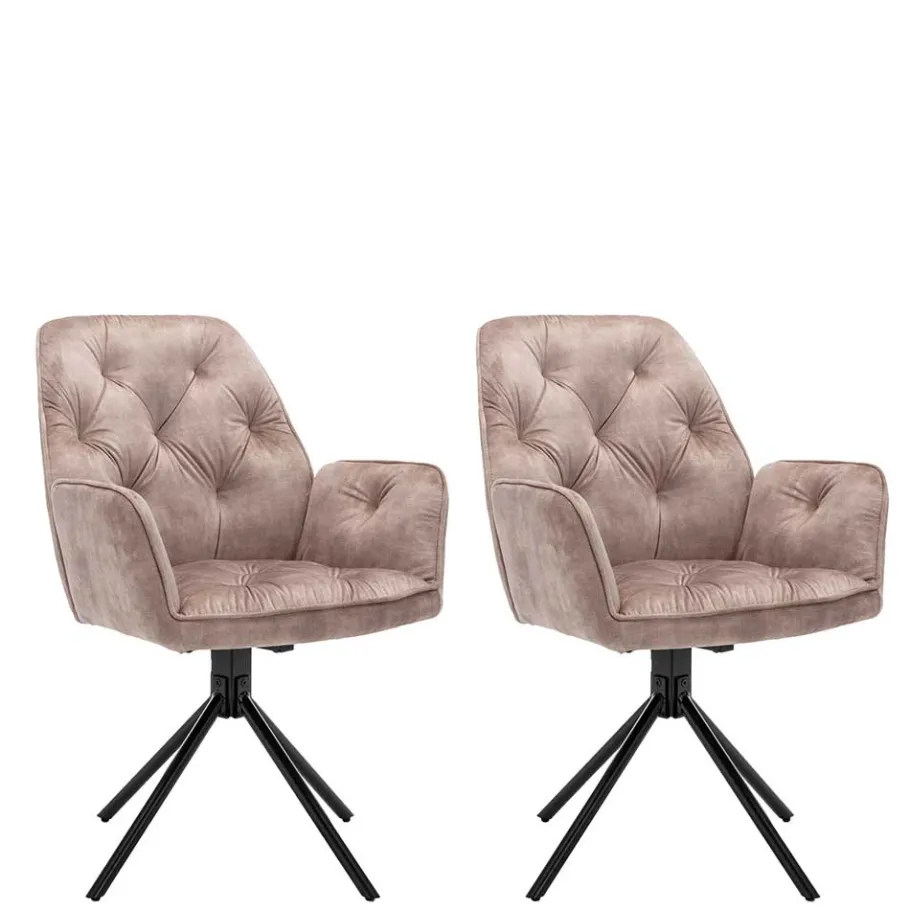 Outlet Wohnen Drehbare Tischsessel in Beige - Edmond (2er Set)