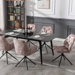 Outlet Wohnen Drehbare Tischsessel in Beige - Edmond (2er Set)