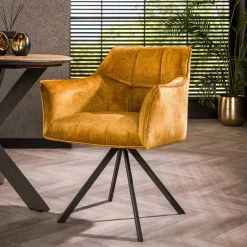 Online Wohnen Drehbare Tischsessel in Goldfarben - Arolds (2er Set)