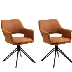 Online Wohnen Drehbarer Armlehnenstuhl in Cognac Braun - Cabelia (2er Set)