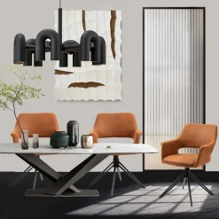 Online Wohnen Drehbarer Armlehnenstuhl in Cognac Braun - Cabelia (2er Set)