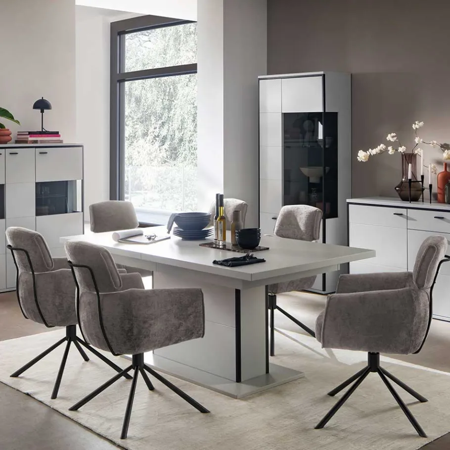 Online Wohnen Drehbarer Esstischstuhl in Taupe - Linette (2er Set)