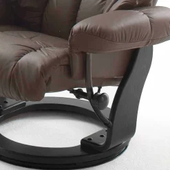 Online Wohnen Drehbarer Ledersessel in Braun mit Relaxfunktion Roco inkl. Hocker (zweiteilig)