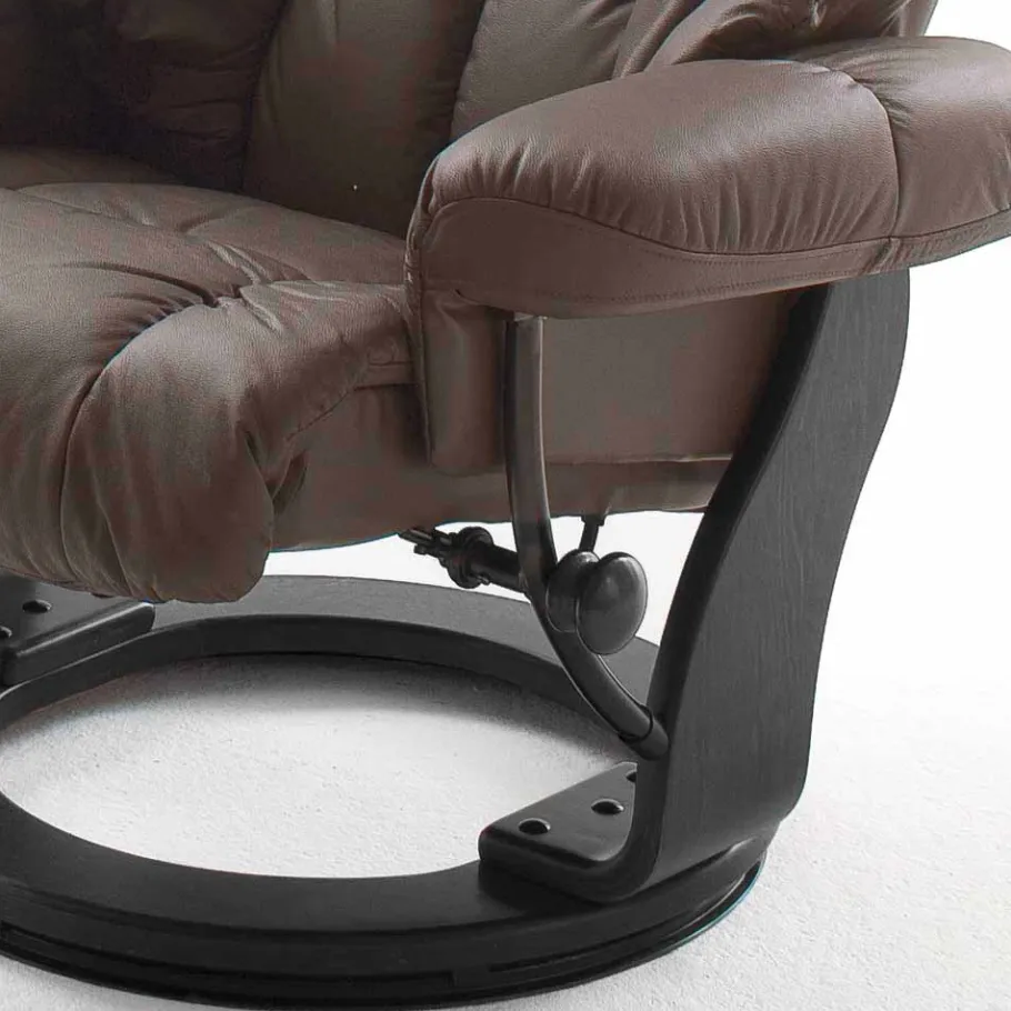 Online Wohnen Drehbarer Ledersessel in Braun mit Relaxfunktion Roco inkl. Hocker (zweiteilig)
