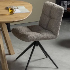 Discount Wohnen Drehbarer Polsterstuhl aus Boucle Stoff in Beige - Magan