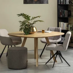 Discount Wohnen Drehbarer Polsterstuhl aus Boucle Stoff in Beige - Magan