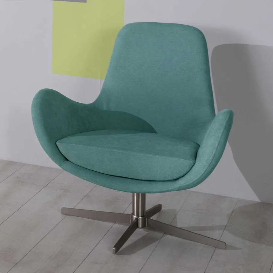 Online Wohnen Drehbarer Retro Loungesessel in Türkis - Vitablo