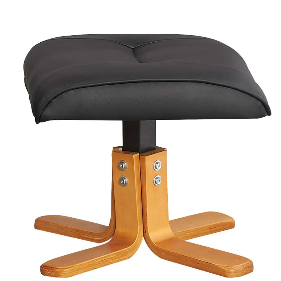 New Wohnen Drehbarer Sessel mit Hocker in Schwarz - Fidarela (zweiteilig)