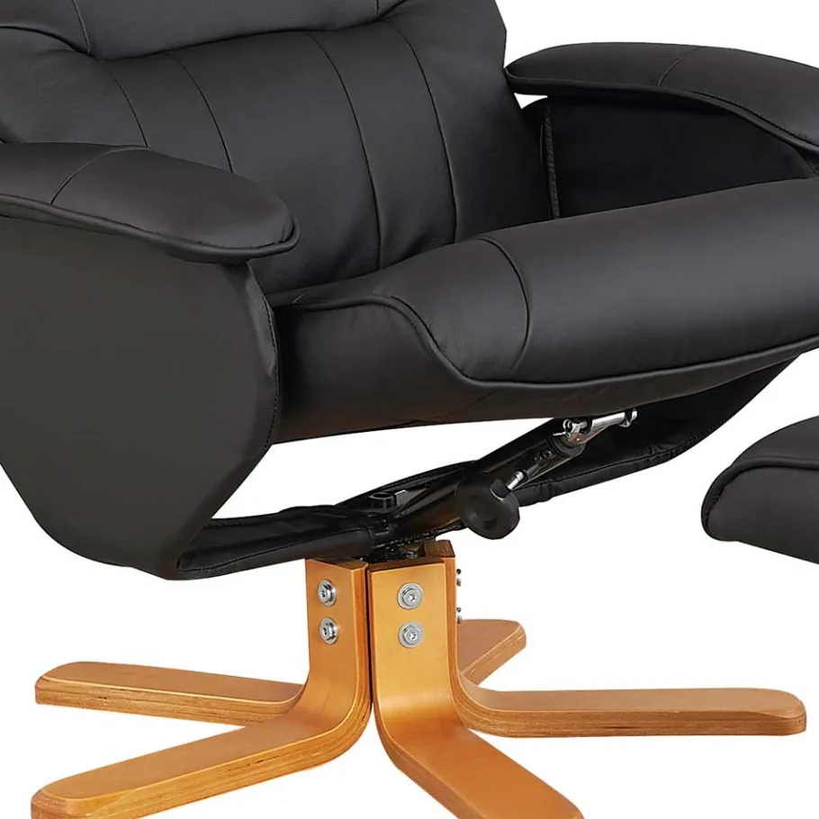 New Wohnen Drehbarer Sessel mit Hocker in Schwarz - Fidarela (zweiteilig)