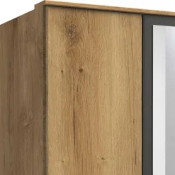 New Wohnen Drehtürenschrank in Plankeneiche Holzdekor - Leviza