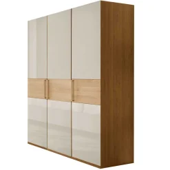 New Wohnen Drehtürenschrank mit Glasfront in Beige - Emdsiva