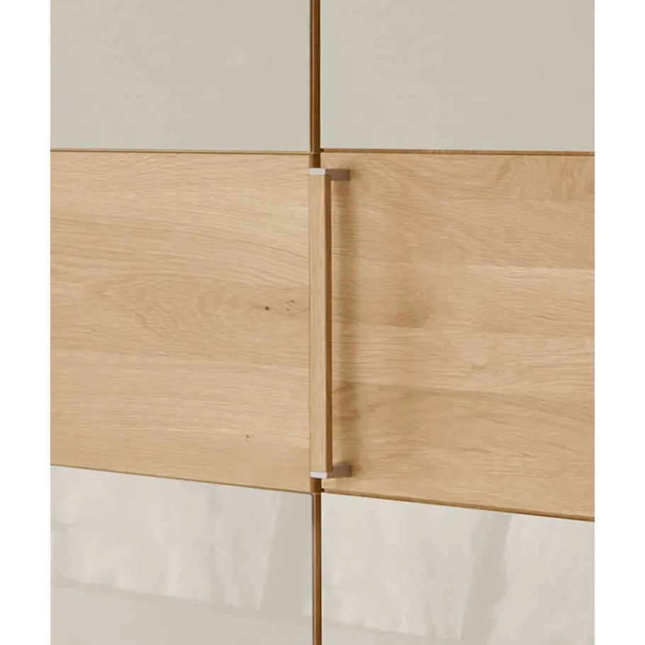 New Wohnen Drehtürenschrank mit Glasfront in Beige - Emdsiva