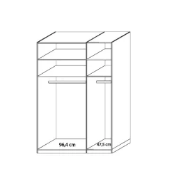 New Wohnen Drehtürenschrank mit Glasfront in Beige - Emdsiva