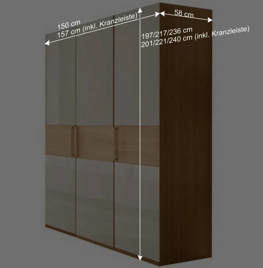New Wohnen Drehtürenschrank mit Glasfront in Beige - Emdsiva