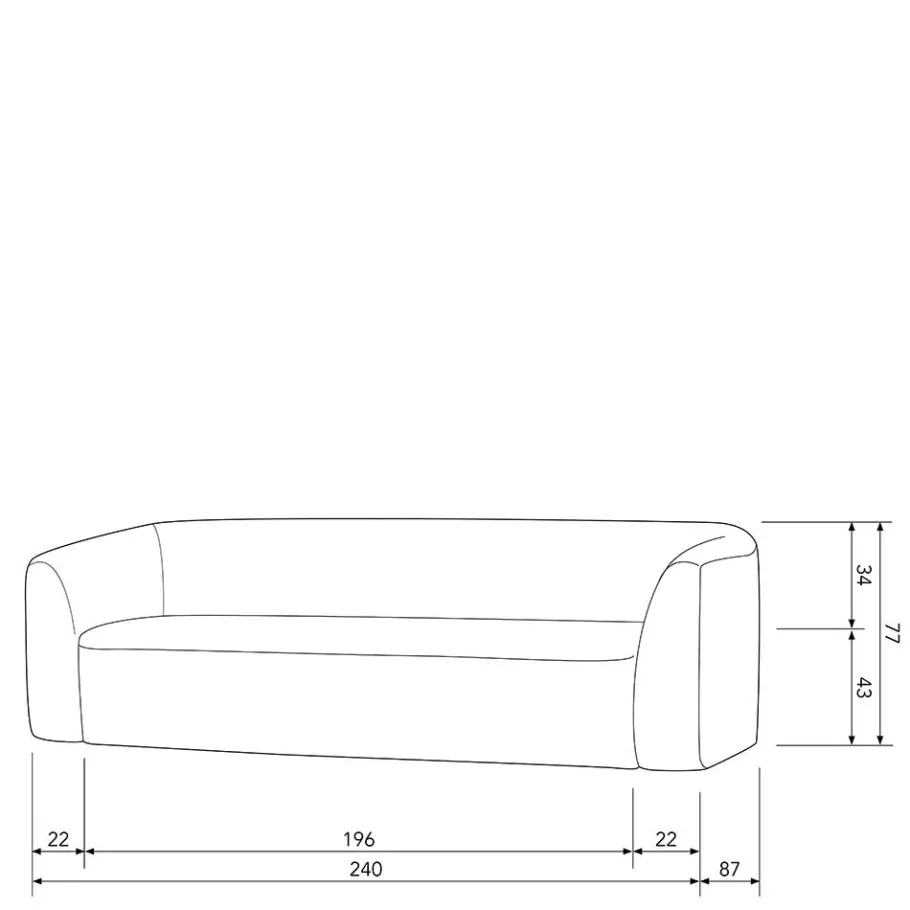 Best Wohnen Dreisitzer Couch aus Chenille in Beige - Chake