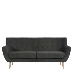 New Wohnen Dreisitzer Couch in Dunkelgrau mit Natur - Bouquet