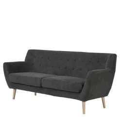 New Wohnen Dreisitzer Couch in Dunkelgrau mit Natur - Bouquet