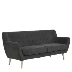 New Wohnen Dreisitzer Couch in Dunkelgrau mit Natur - Bouquet