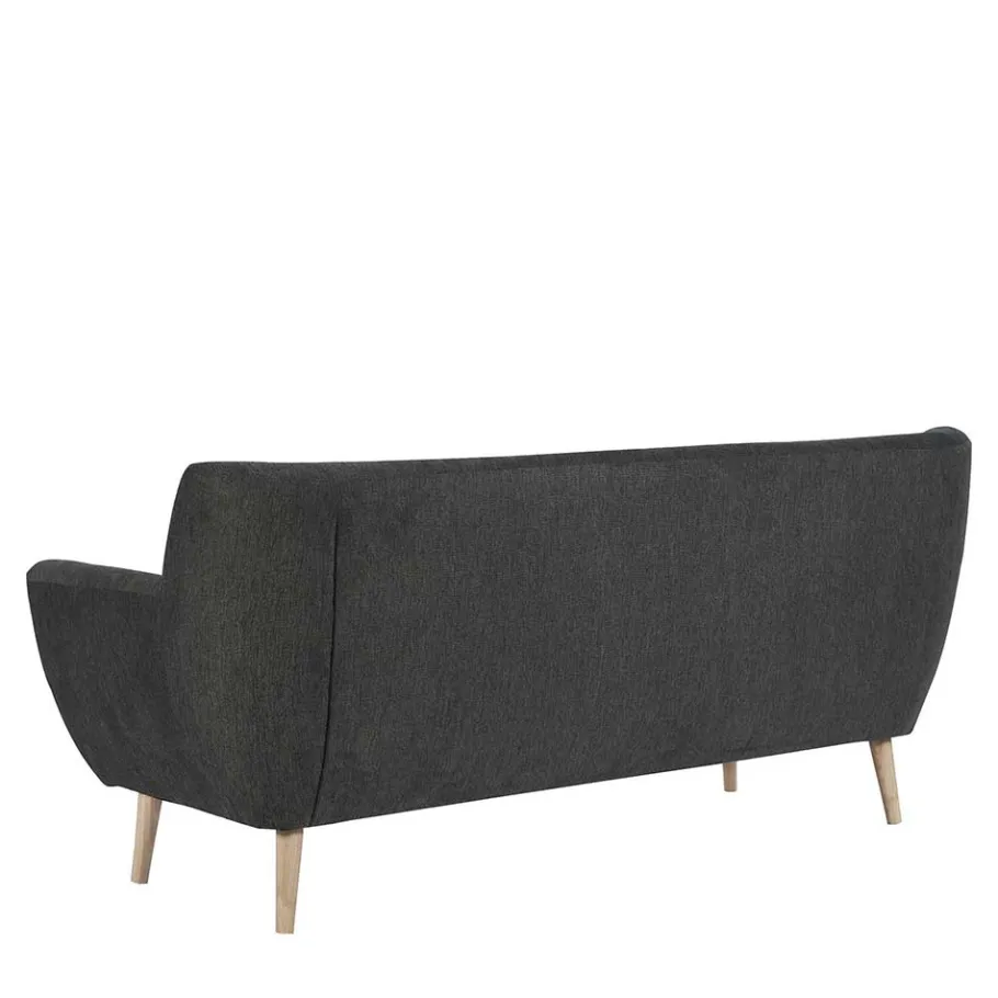 New Wohnen Dreisitzer Couch in Dunkelgrau mit Natur - Bouquet