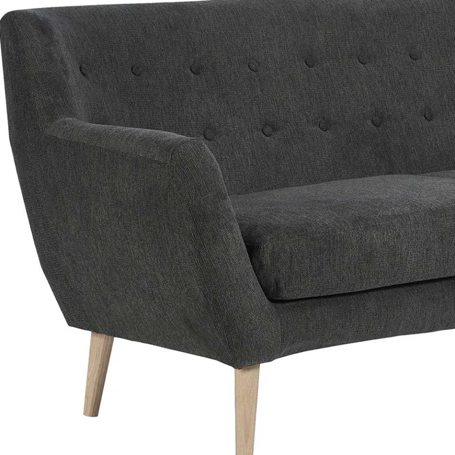 New Wohnen Dreisitzer Couch in Dunkelgrau mit Natur - Bouquet