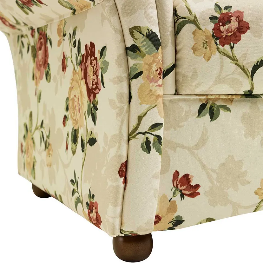 New Wohnen Dreisitzer Couch mit Rosen Stoffbezug - Bracas