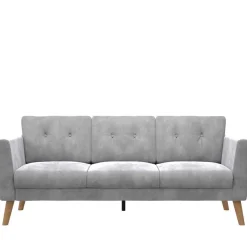 Best Wohnen Dreisitzer Couch und Hocker in Hellgrau - Grema (zweiteilig)