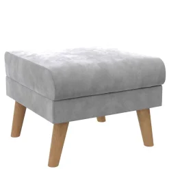 Best Wohnen Dreisitzer Couch und Hocker in Hellgrau - Grema (zweiteilig)