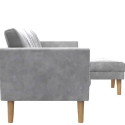 Best Wohnen Dreisitzer Couch und Hocker in Hellgrau - Grema (zweiteilig)