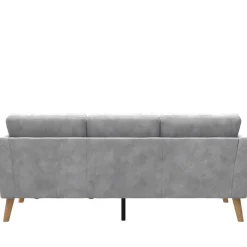 Best Wohnen Dreisitzer Couch und Hocker in Hellgrau - Grema (zweiteilig)