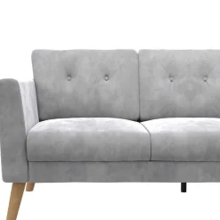 Best Wohnen Dreisitzer Couch und Hocker in Hellgrau - Grema (zweiteilig)