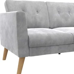 Best Wohnen Dreisitzer Couch und Hocker in Hellgrau - Grema (zweiteilig)