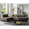 Clearance Wohnen Dreisitzer Ecksofa in Dunkelbraun mit Chrom - Sona
