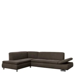 Clearance Wohnen Dreisitzer Ecksofa in Dunkelbraun mit Chrom - Sona