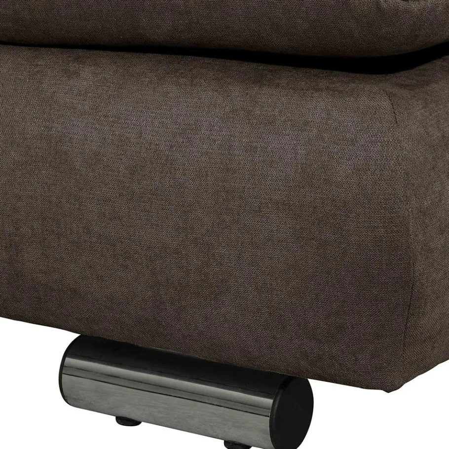 Clearance Wohnen Dreisitzer Ecksofa in Dunkelbraun mit Chrom - Sona