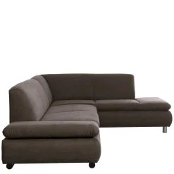 Clearance Wohnen Dreisitzer Ecksofa in Dunkelbraun mit Chrom - Sona