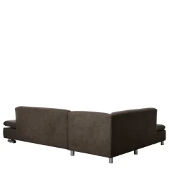 Clearance Wohnen Dreisitzer Ecksofa in Dunkelbraun mit Chrom - Sona