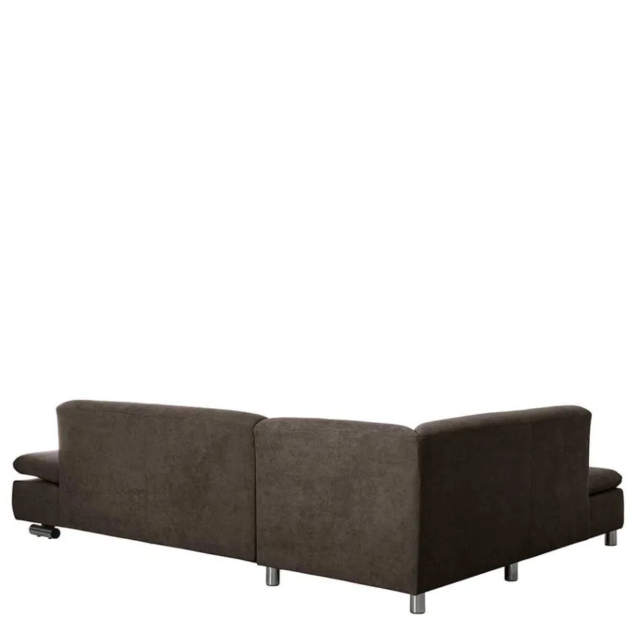 Clearance Wohnen Dreisitzer Ecksofa in Dunkelbraun mit Chrom - Sona