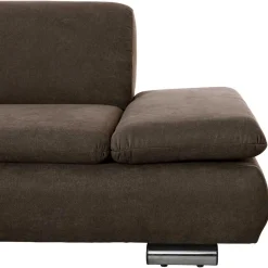 Clearance Wohnen Dreisitzer Ecksofa in Dunkelbraun mit Chrom - Sona