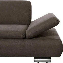 Clearance Wohnen Dreisitzer Ecksofa in Dunkelbraun mit Chrom - Sona