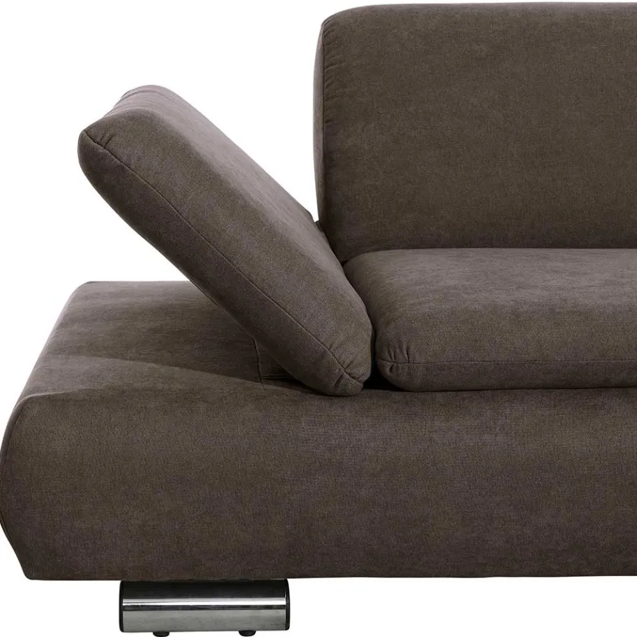 Clearance Wohnen Dreisitzer Ecksofa in Dunkelbraun mit Chrom - Sona
