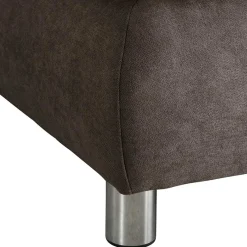 Clearance Wohnen Dreisitzer Ecksofa in Dunkelbraun mit Chrom - Sona