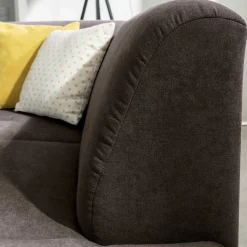 Clearance Wohnen Dreisitzer Ecksofa in Dunkelbraun mit Chrom - Sona