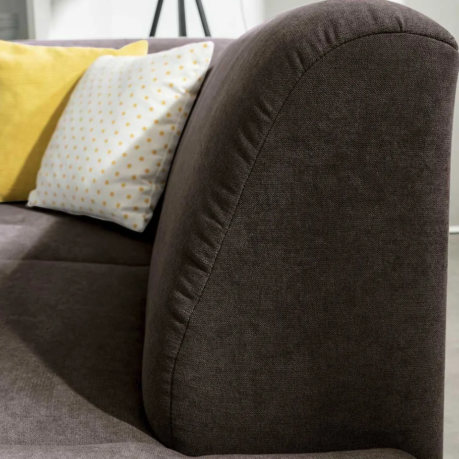 Clearance Wohnen Dreisitzer Ecksofa in Dunkelbraun mit Chrom - Sona