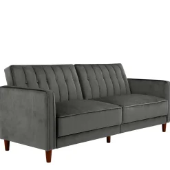 New Wohnen Dreisitzer Schlafcouch in Grau Samt - Lessia